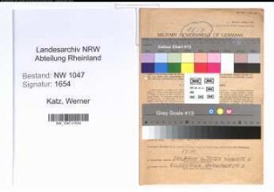 Entnazifizierung Werner Katz , geb. 29.09.1900 (Lehrer)