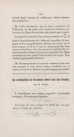 De l'involution de plusieurs points sur une conique.