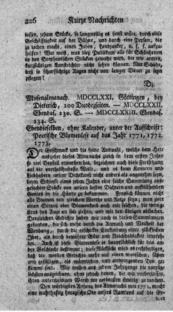 Musen-Almanach A. MDCCLXXI-MDCCLXXIII.