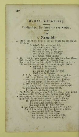 Sechste Abtheilung. Denksprüche, Sprüchwörter und Räthsel