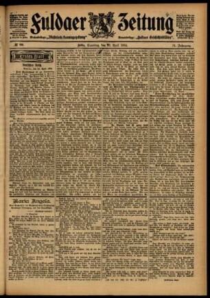 Erste Ausgabe vom Samstag, den 30. April 1904.