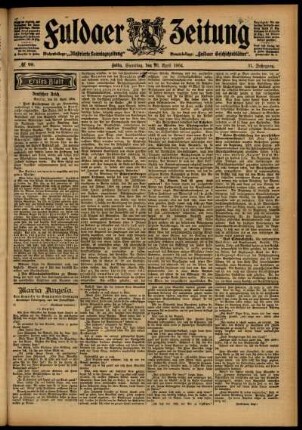 Erste Ausgabe vom Samstag, den 30. April 1904.