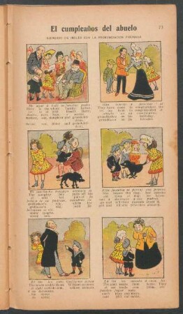 El cumpleaños del abuelo - [Cómic] : Ejercicio de inglés con la pronunciación figurada