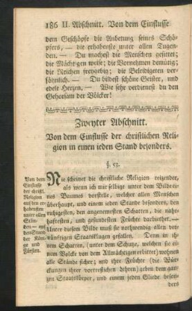Zweyter Abschnitt. Von dem Einflusse der christlichen Religion in einen jeden Stand besonders.