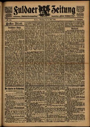Erste Ausgabe vom Dienstag, den 09. Mai 1905.