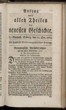 LI. Nachl. Coburg, den 22. Dec. 1762.