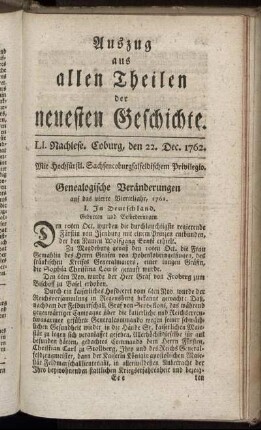 LI. Nachl. Coburg, den 22. Dec. 1762.