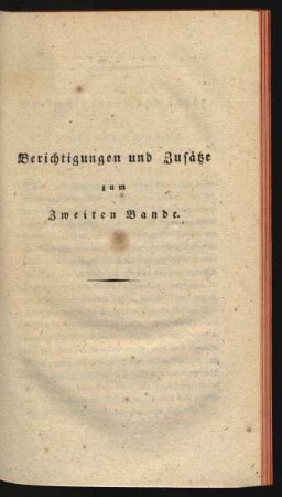 Berichtigungen und Zusaetze zum Zweiten Bande.