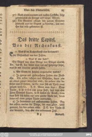 Das dritte Capitel. Von der Rechenkunst.