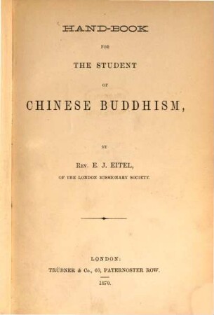 Hand-Book for the Student of Chinese Buddhism