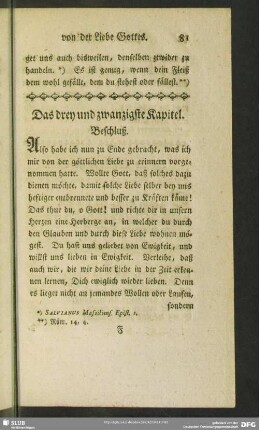 Das drey und zwanzigste Kapitel. Beschluß