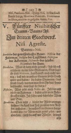 V. Fünffter Nisibitischer Stamm-Baums Ast. ... Nisi Agreste. Bauren-Nisi.
