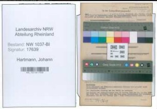 Entnazifizierung Johann Hartmann , geb. 29.09.1907 (Kassensekretaer)
