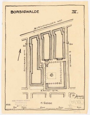 Bebauungsplan der Kleinsiedlung Borsig, Berlin-Tegel Teilbebauungsplan Borsigwalde: Grund- und Lageplan 1:2000, Variante IV