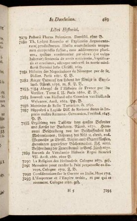 Libri Historici. - Libri varii Argumenti.