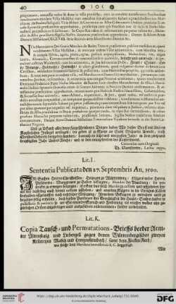 Lit. I. Sententia publicata den 27.Septembris An. 1560