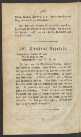 VIII. Kirchspiel Sehestedt.
