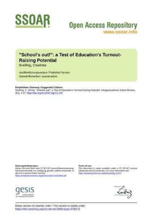 "School's out!": a Test of Education's Turnout-Raising Potential