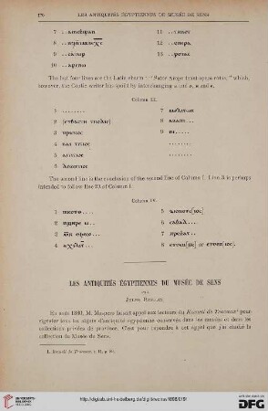 20: Les antiquités égyptiennes du Musée de Sens