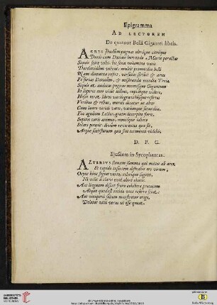 Epigramma. Ad Lectorem