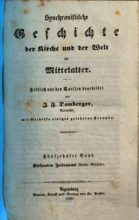 Synchronistische Geschichte der Kirche und der Welt im Mittelalter. 15,[1]