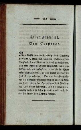 Erster Abschnitt. Vom Verstande