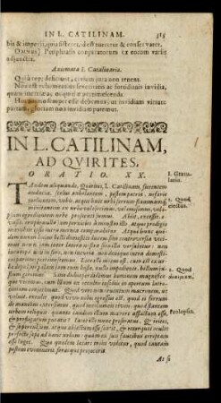 In L. Catilinam, Ad Quirites. Oratio XX.