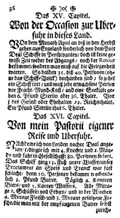 Das XVI. Capitel - Von mein Pastorii eigener Reise und Uberfuhr.