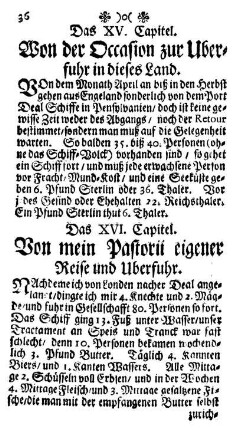 Das XVI. Capitel - Von mein Pastorii eigener Reise und Uberfuhr.
