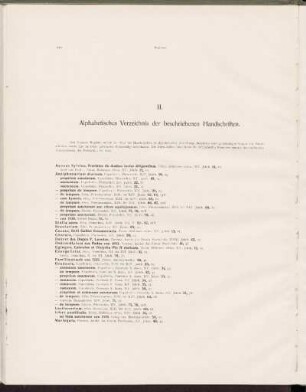 II. Alphabetisches Verzeichnis der beschriebenen Handschriften.