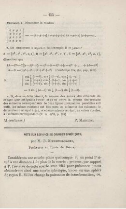Note sur les arcs de courbes sphériques.