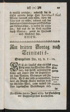 29-38, Am dritten Sonntag nach Trinitatis