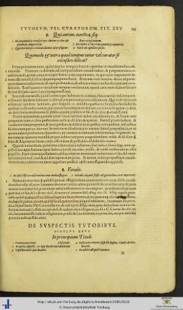 Titulus XXVI. De Suspectis Tutoribus.