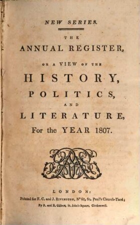 The annual register : world events .... 1807