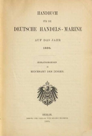Handbuch für die deutsche Handelsmarine. 1895, 1895