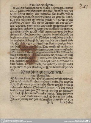 Das blut zuerkennen/des Aderlassens.