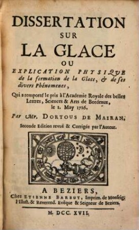 Dissertation sur la glace