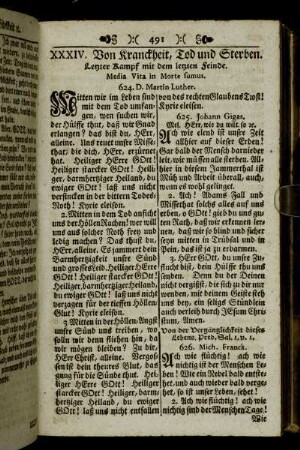 XXXIV. Von Kranckheit, Tod und Sterben.