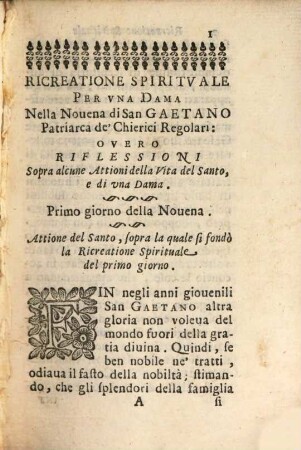 Ricreatione spirituale per una dama nella novena di S. Gaetano