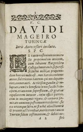 V. C. Davidi Mageiro Tubingae ...