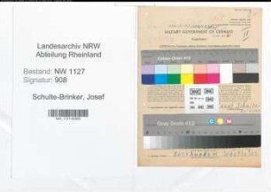Entnazifizierung Josef Schulte-Brinker , geb. 20.02.1899 (Landwirt)