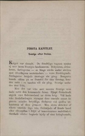 Första Kapitlet. Sverige efter freden.