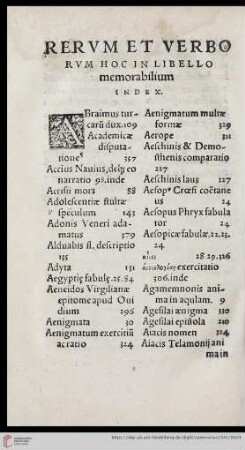 Rervm et verborvm hoc in libello memorabilium index