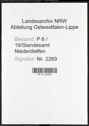 Sterberegister Standesamt Niederdielfen