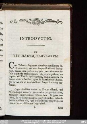 Introductio. De Usu Harum Tabularum.