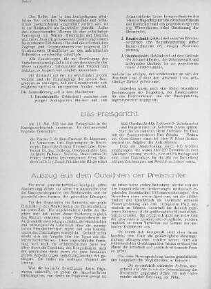 Auszug aus dem Gutachten der Preisrichter.
