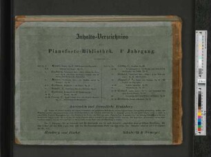 Inhalts-Verzeichnis der Pianoforte-Bibliothek. 1r Jahrgang