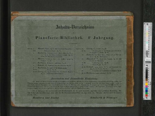 Inhalts-Verzeichnis der Pianoforte-Bibliothek. 1r Jahrgang