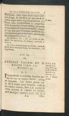 Tit. II. De Legibus Sacris Et Rigine Iuris Canonici