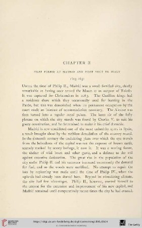 Chapter II: First period at Madrid and first visit to Italy, 1623 - 1631